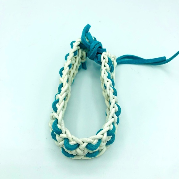 Crocheted Leather and Suede Bracelet - Picture 2 of 7